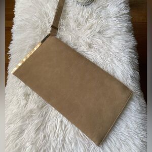 Beige Tan Suede Clutch bag 🤎